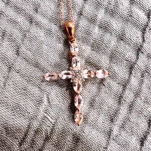 Rose Gold/Rose Quartz Cross Necklace